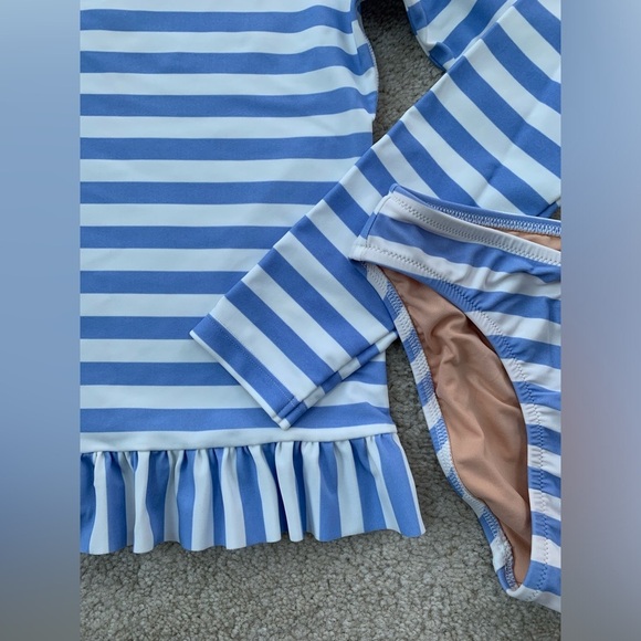 Crewcuts Size 12 Striped Two Piece Rash Guard Swimsuit - Picture 4 of 7